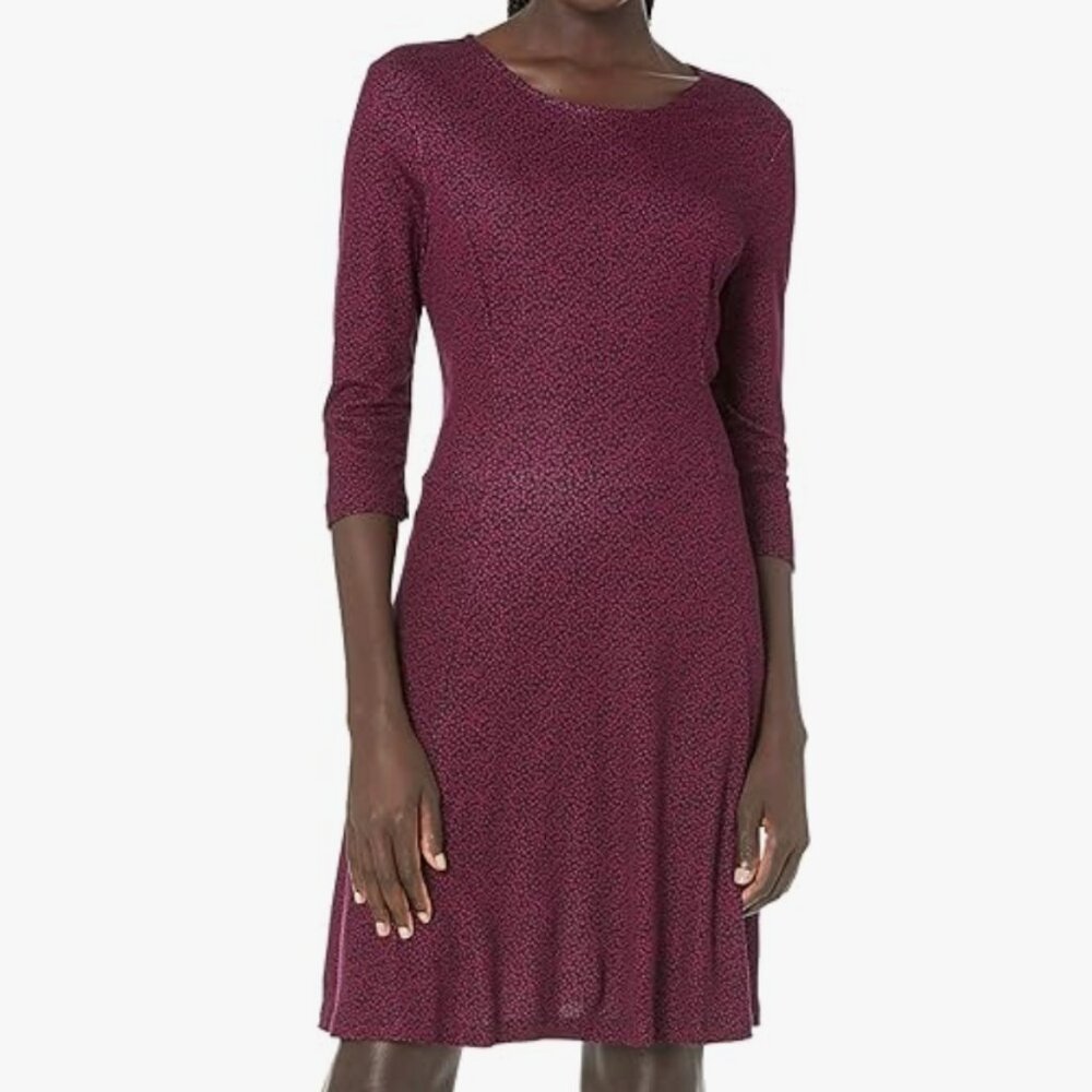 NWOT Lark & Ro Three Quarter Sleeve Knit Fit and Flare Dress - Size L
